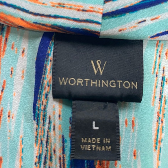 Worthington Vibrant Blue and Orange Sleeveless Tunic Women’s Large - Picture 3 of 4